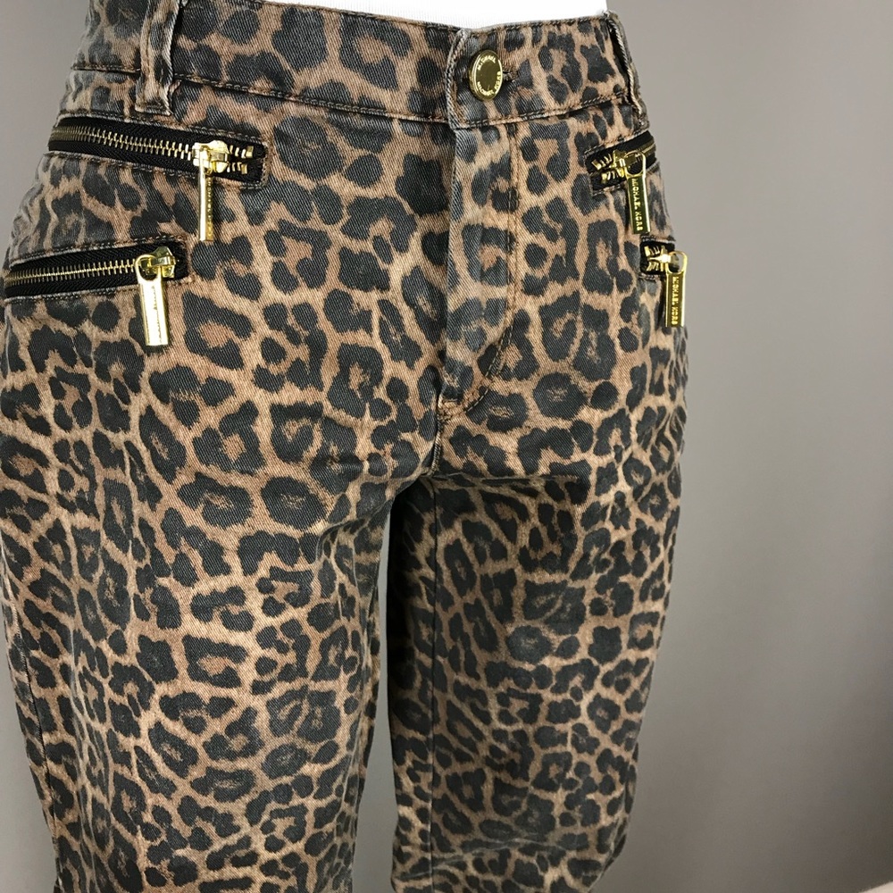 Michael Kors Leopard Print Skinny Ankle Jeans